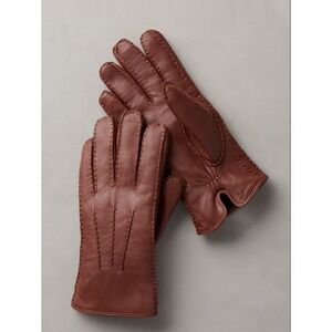 Overland Mens Brown Leather Shearling Lined Sheepskin Winter Gloves Size M